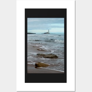 St marys lighthouse whitley bay from the beach Posters and Art